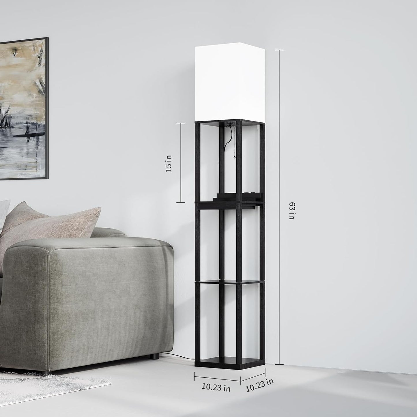 RGB Floor Lamp with Shelves & Drawer