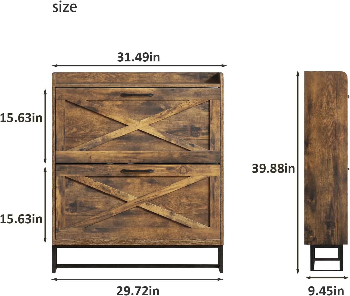 Slim Entryway Shoe Cabinet with 2 Flip Drawers