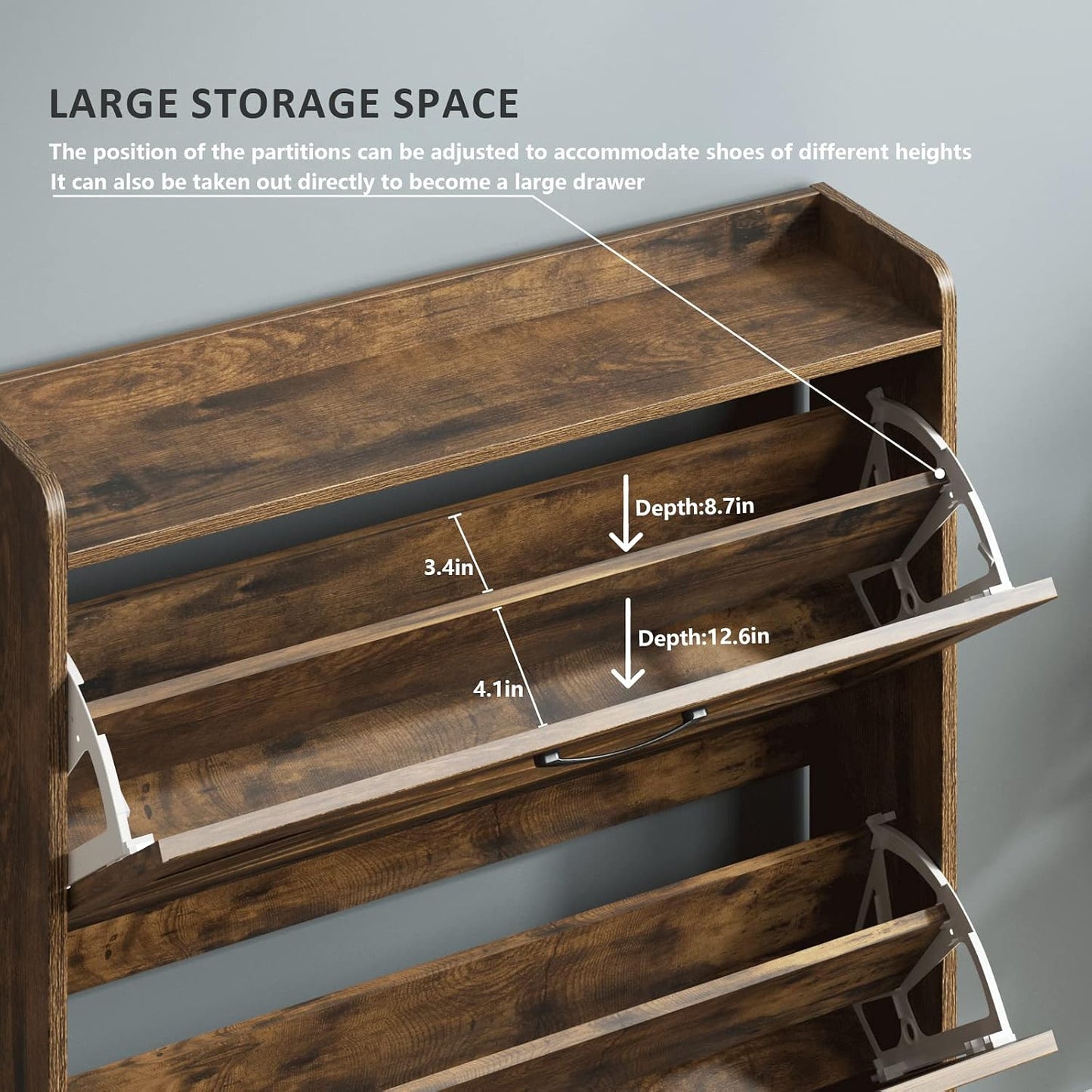 Slim Entryway Shoe Cabinet with 2 Flip Drawers