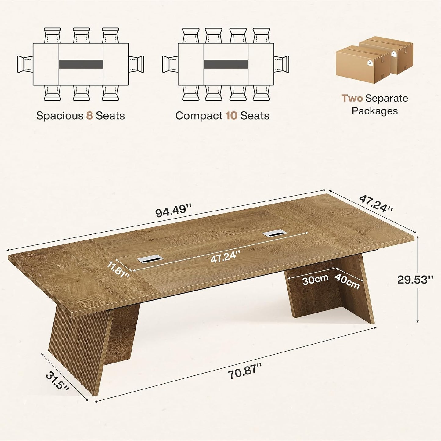 8ft Conference Table for 8–10 People