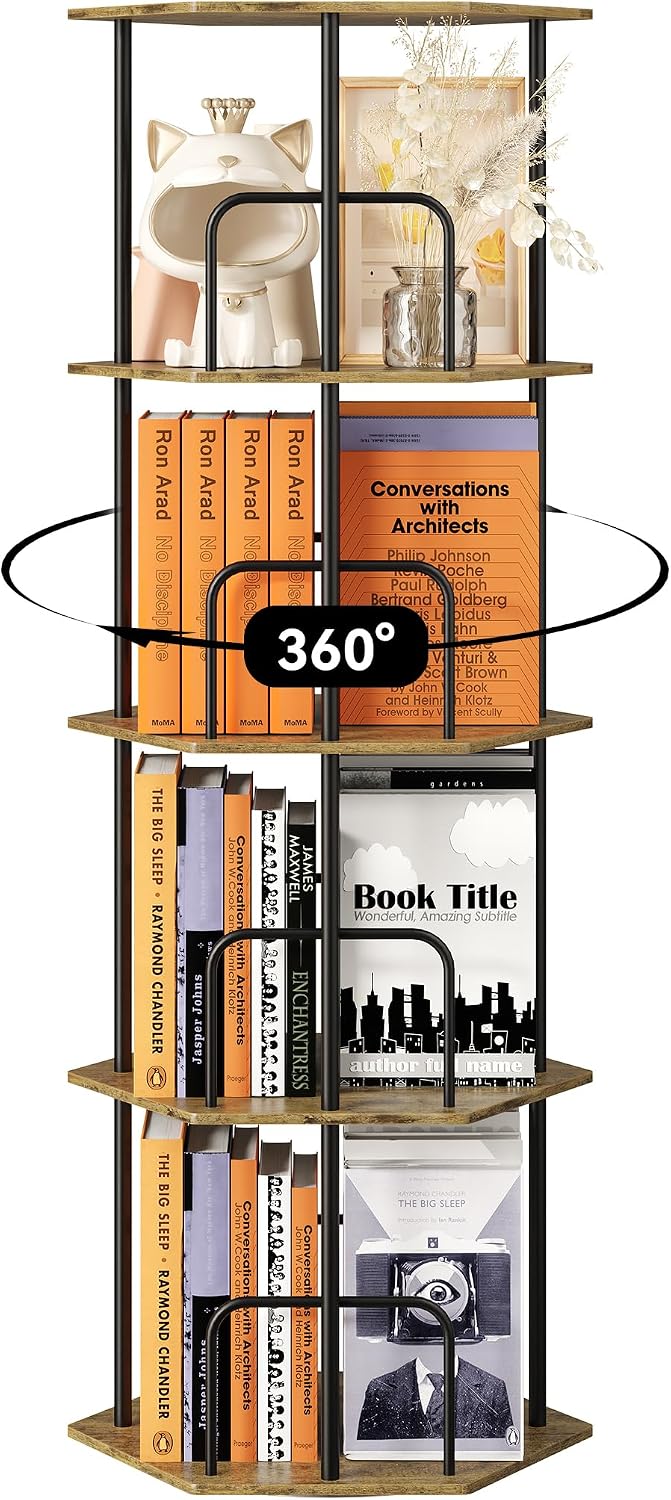 360° Rotating Bookshelf Storage Organizer