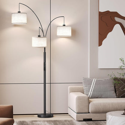 3-Light Arc Floor Lamp with Remote Control