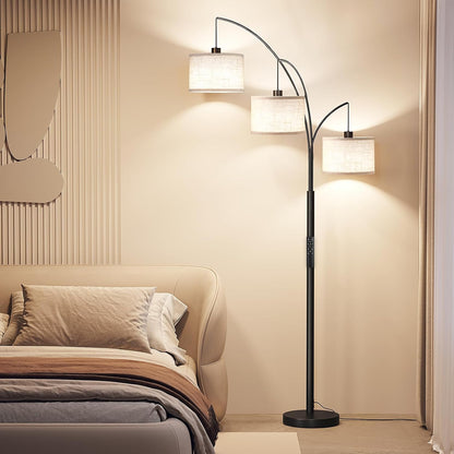 3-Light Arc Floor Lamp with Remote Control