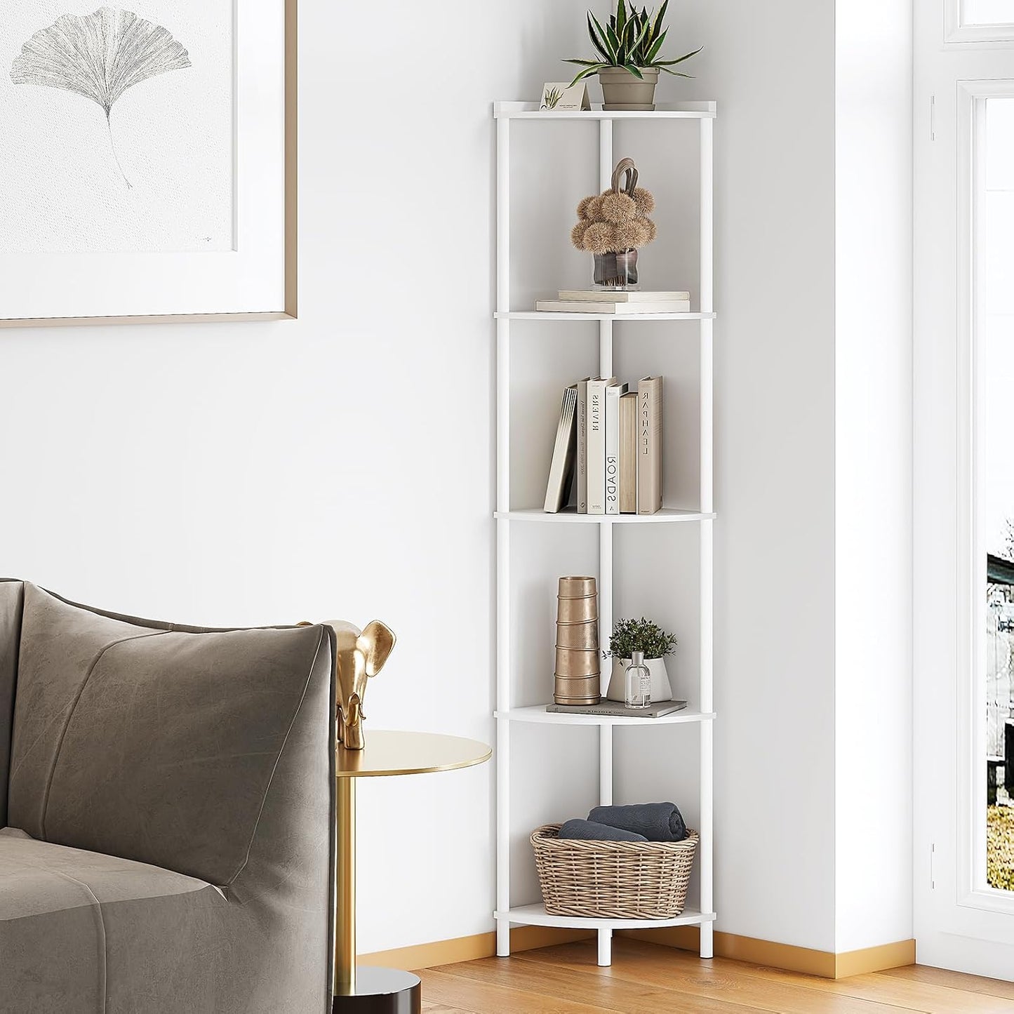 5-Tier Industrial Corner Storage Shelf Organizer