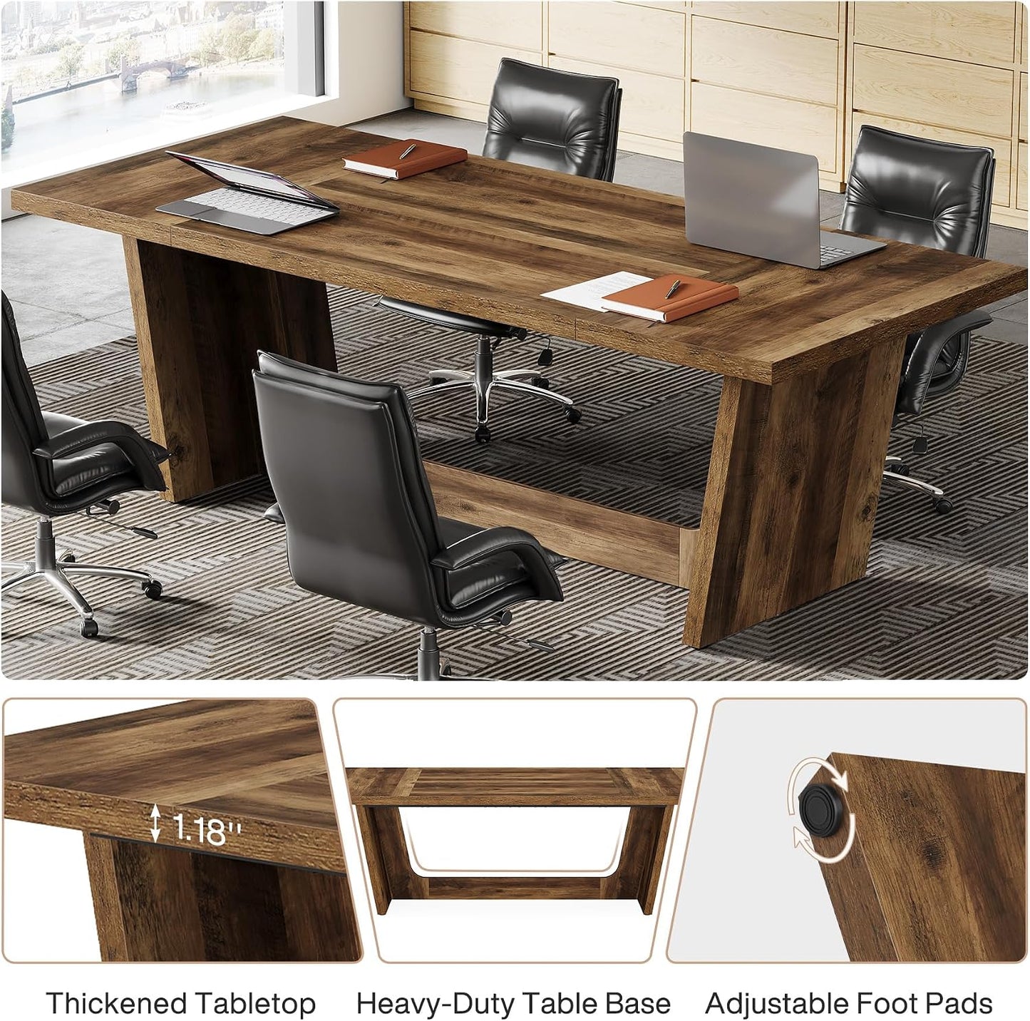 71-Inch Wood Conference Table for 6–8 People