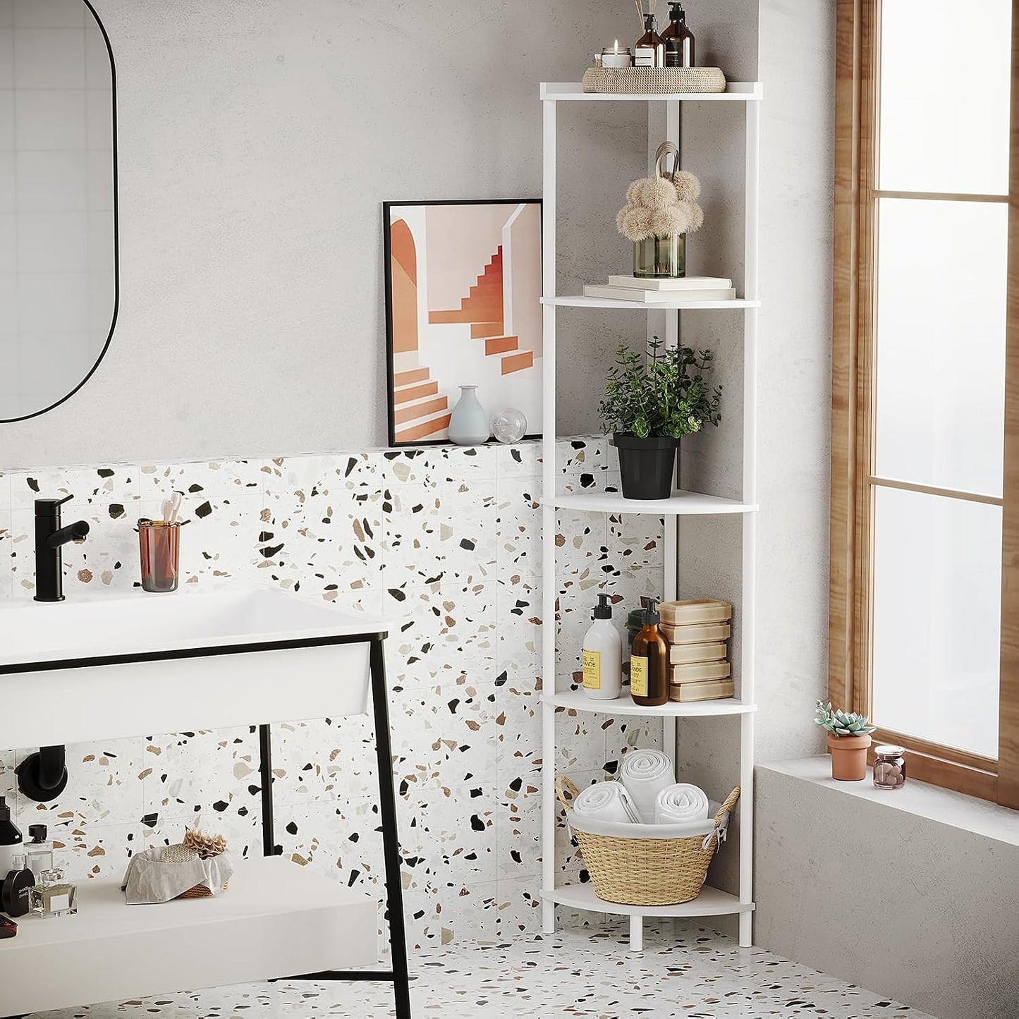 5-Tier Industrial Corner Storage Shelf Organizer