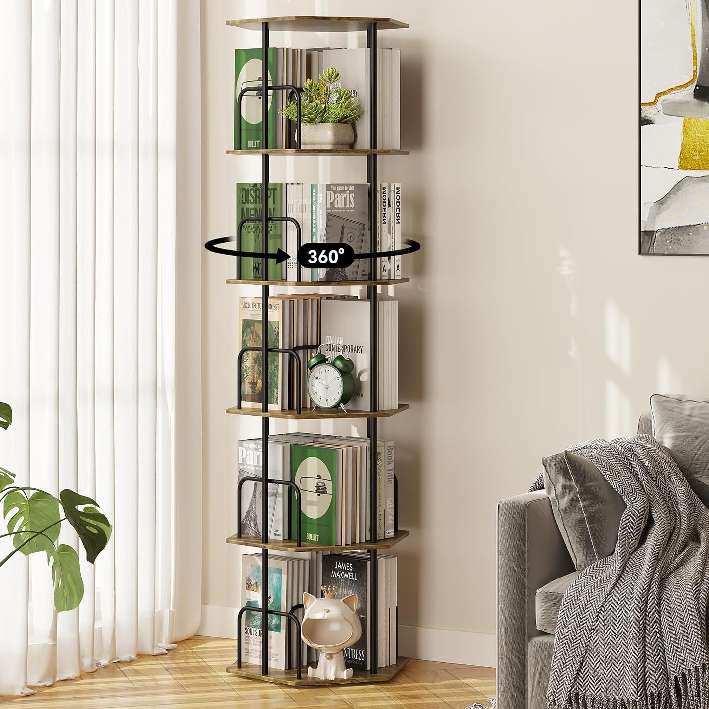 360° Rotating Bookshelf Storage Organizer