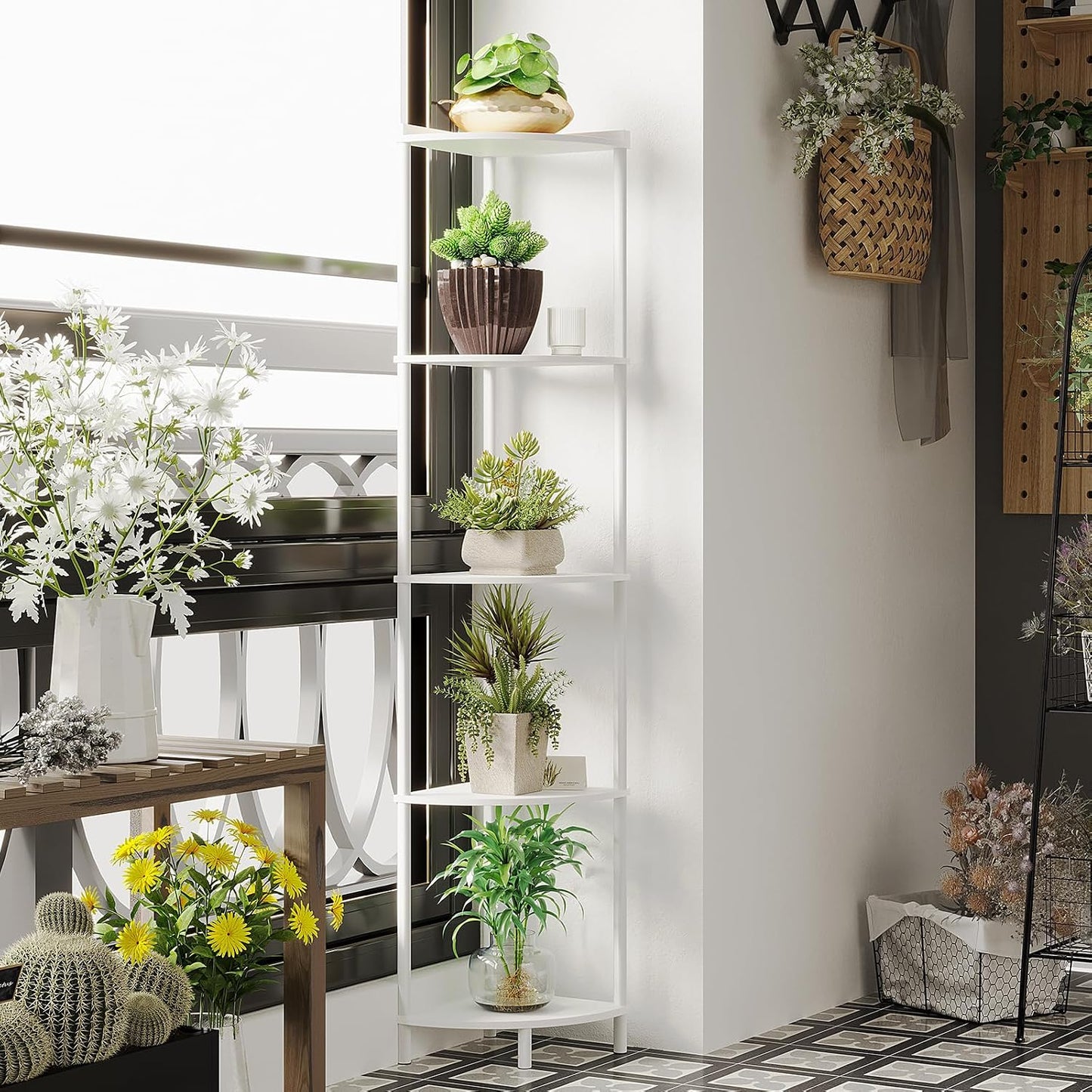 5-Tier Industrial Corner Storage Shelf Organizer